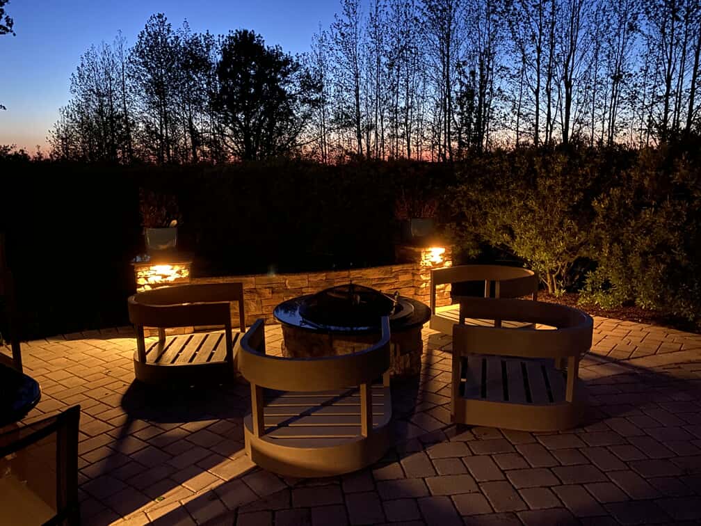 Heritage Park outdoor home illumination for patio with fire pit setting